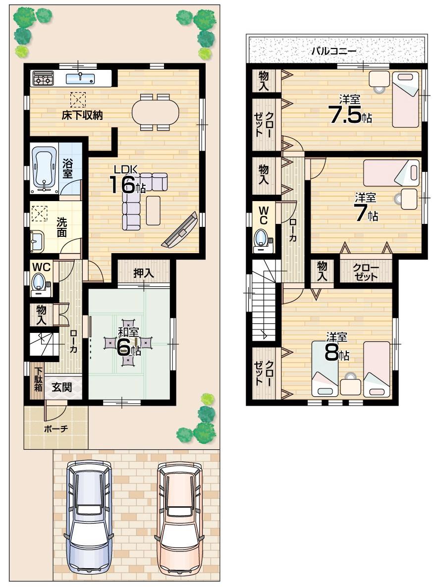 Floor plan. (No. 2 locations), Price 25,800,000 yen, 4LDK, Land area 143.01 sq m , Building area 103.27 sq m