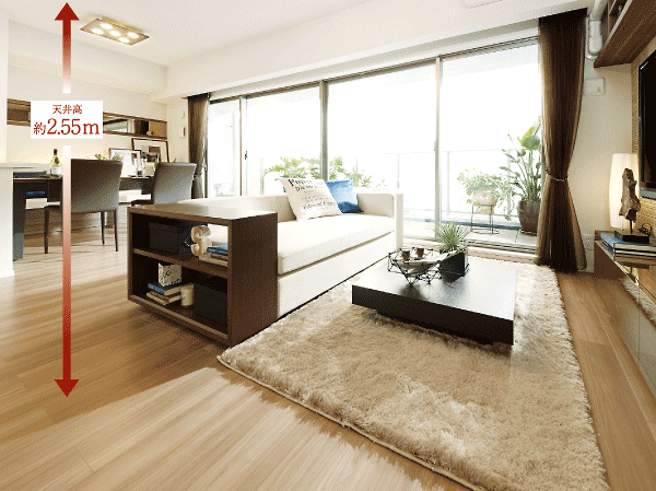 Other. Ensure the ceiling height about 2.55m, Living the feeling of pressure to spread relaxed without ・ dining. Every corner is clean Out-pole design that pillar type in the room does not appear, Has realized the layout also easy living space of furniture (Model Room C1 type)