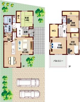 Building plan example (floor plan). Building plan example (No. 1 place) 4LDK, Land price 22,430,000 yen, Land area 200.46 sq m , Building price 35,800,000 yen, Building area 114.27 sq m