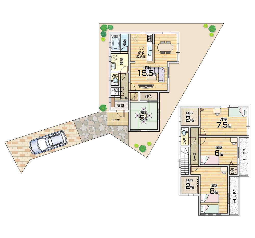 Floor plan. 17.8 million yen, 4LDK, Land area 184.56 sq m , Building area 98.41 sq m 3 No. land