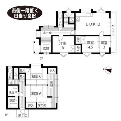 Floor plan. Entrance, LDK, such as the second floor in the, On the first floor there is a 6-tatami mat Japanese-style room Tsuzukiai, Hiroen is facing to the south