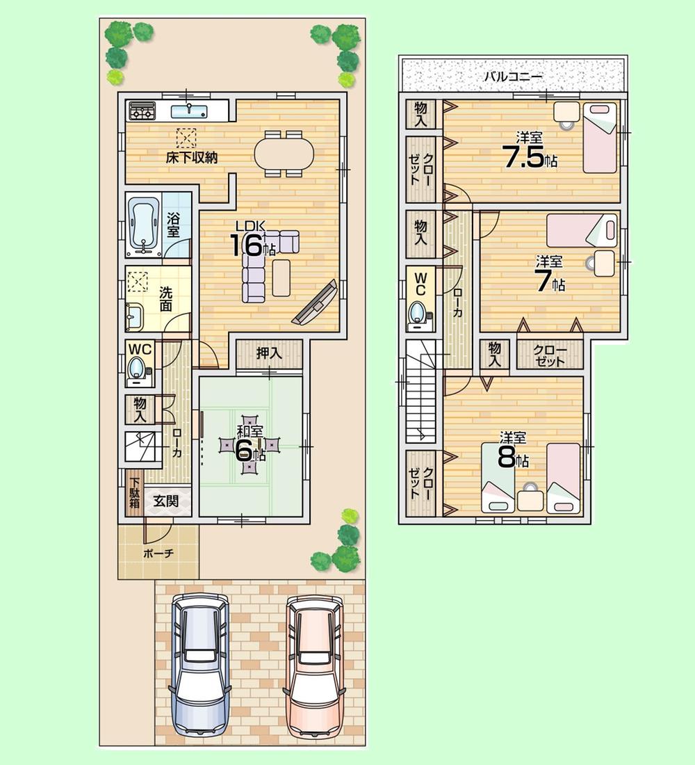 Floor plan. 25,800,000 yen, 4LDK, Land area 143.01 sq m , Building area 103.27 sq m 2 No. land