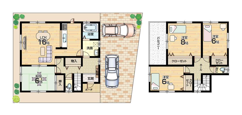 Floor plan. (8 Building), Price 31,800,000 yen, 4LDK, Land area 140.63 sq m , Building area 105.98 sq m