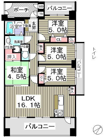 Floor plan. 4LDK, Price 19,800,000 yen, Occupied area 83.05 sq m , Balcony area 25.12 sq m