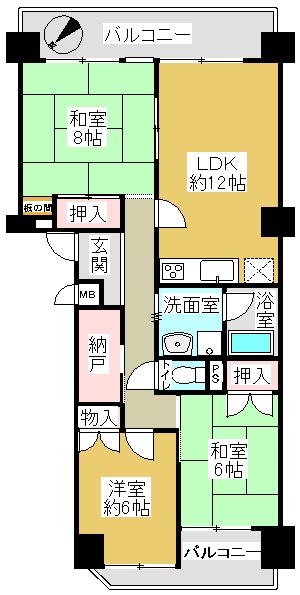 Floor plan. 3LDK + S (storeroom), Price 5.8 million yen, Occupied area 75.33 sq m , Balcony area 16.14 sq m 3LDK + S