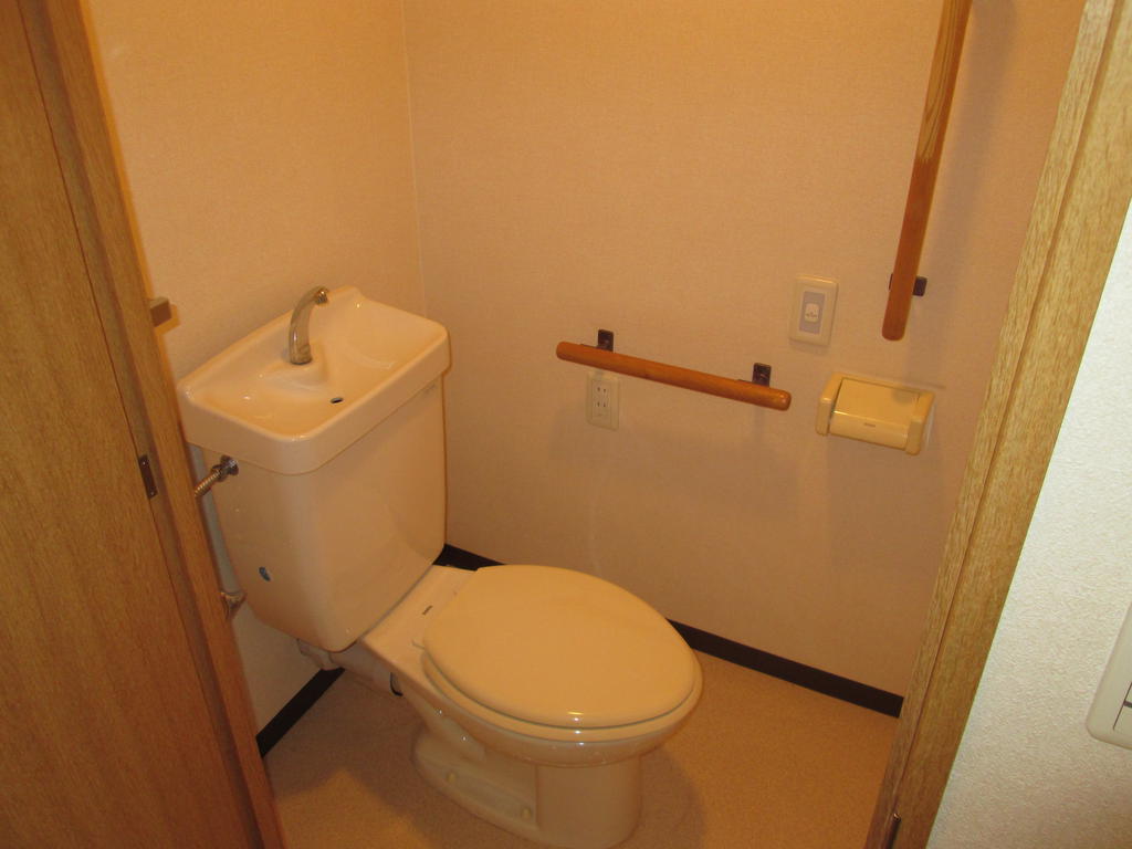 Toilet.  [toilet] ● comes with a handrail.