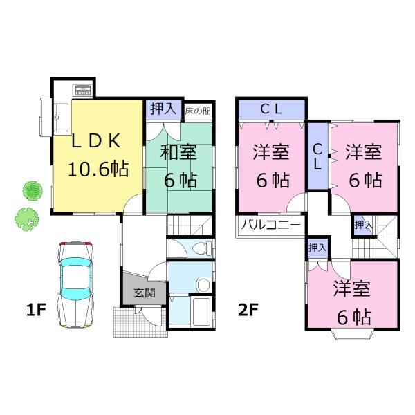 Floor plan. 13.8 million yen, 4LDK, Land area 80 sq m , Building area 86.74 sq m