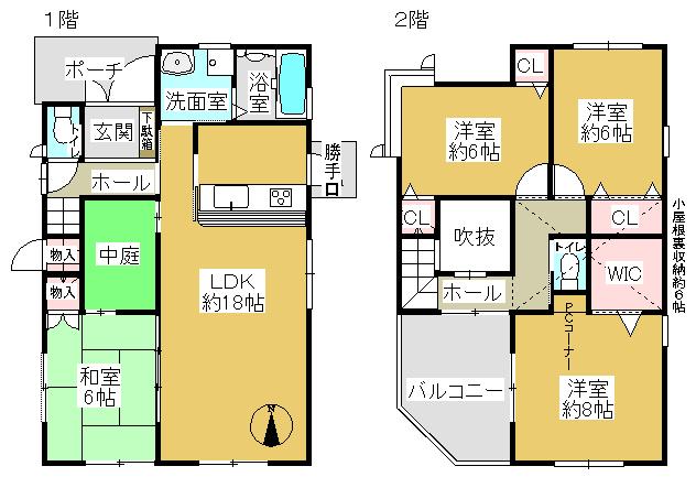 Floor plan. 32,800,000 yen, 4LDK, Land area 185.12 sq m , Building area 103.08 sq m