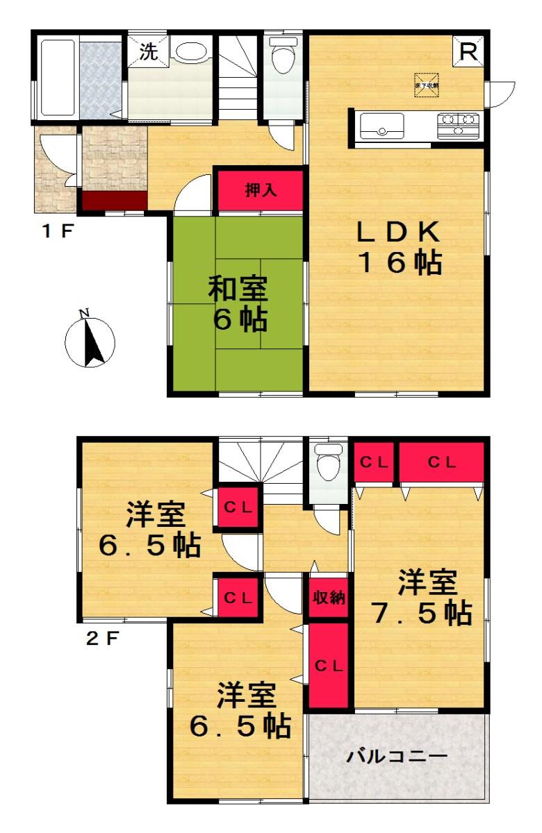 Floor plan. (No. 1 point), Price 21.3 million yen, 4LDK, Land area 164.49 sq m , Building area 98.82 sq m
