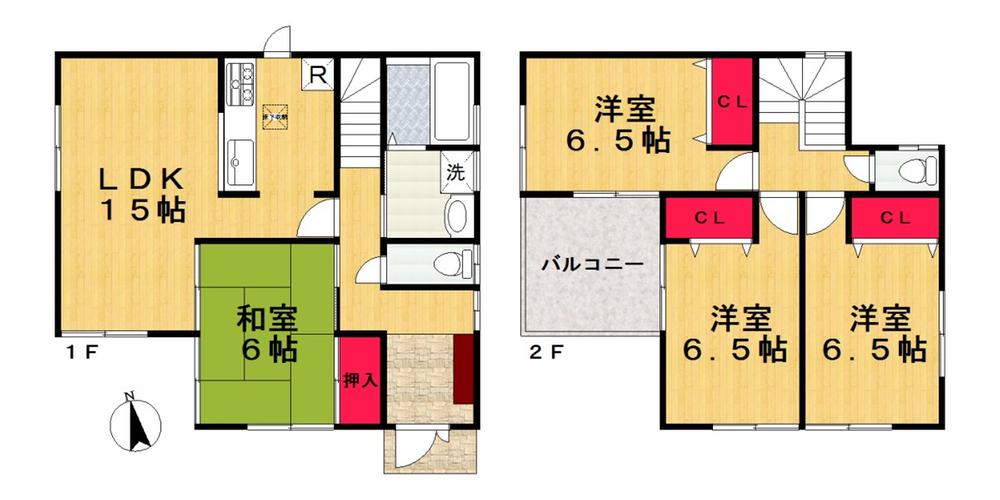 Floor plan. (No. 2 locations), Price 22,300,000 yen, 4LDK, Land area 164.49 sq m , Building area 96.39 sq m