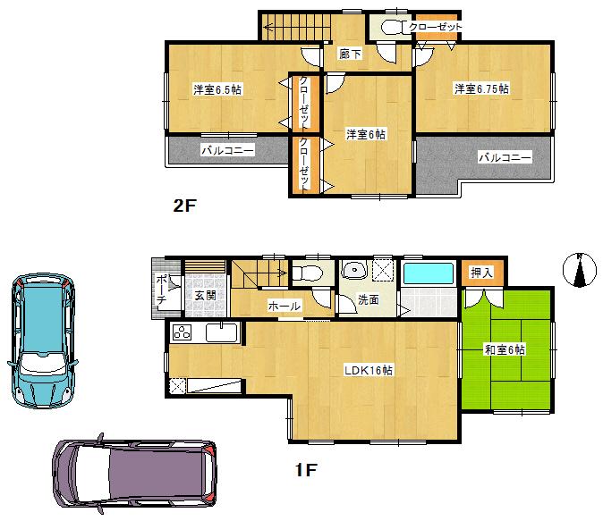 Floor plan. (No. 1 point), Price 21,800,000 yen, 4LDK, Land area 164.84 sq m , Building area 95.58 sq m