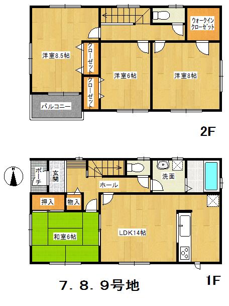 Floor plan. (No. 8 locations), Price 21,800,000 yen, 4LDK+S, Land area 130.36 sq m , Building area 105.16 sq m