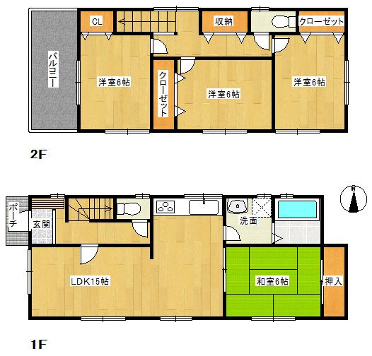 Floor plan. (1 Building), Price 19,800,000 yen, 4LDK, Land area 130.27 sq m , Building area 97.71 sq m