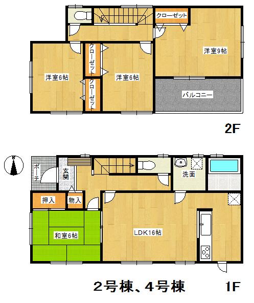 Floor plan. (4 Building), Price 22,800,000 yen, 4LDK, Land area 130.4 sq m , Building area 105.15 sq m