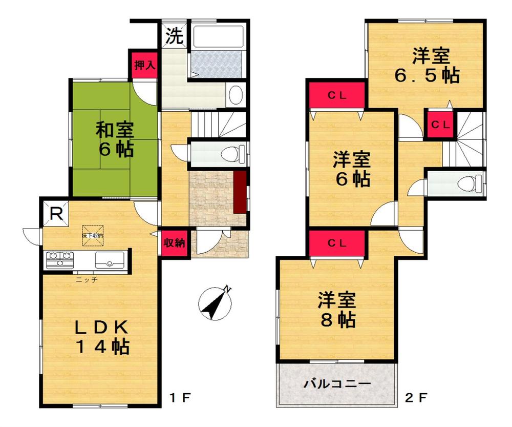 Floor plan. (No. 1 point), Price 21,800,000 yen, 4LDK, Land area 164.84 sq m , Building area 94.77 sq m
