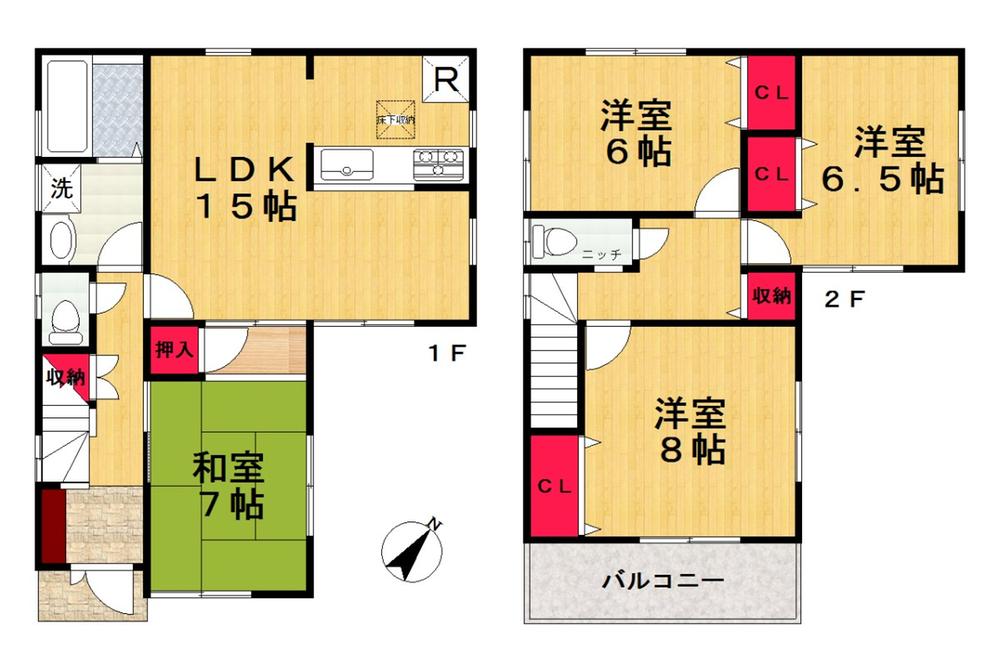 Floor plan. (No. 2 locations), Price 22,800,000 yen, 4LDK, Land area 130.65 sq m , Building area 98.01 sq m