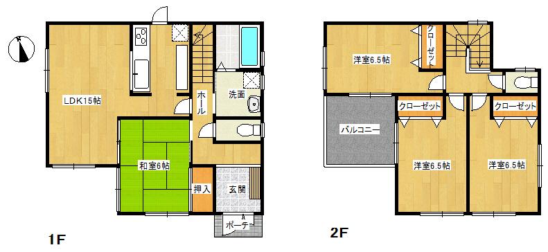 Floor plan. (No. 2 locations), Price 22,300,000 yen, 4LDK, Land area 181.03 sq m , Building area 96.39 sq m