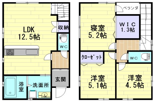 Floor plan. 17.4 million yen, 3LDK, Land area 130.73 sq m , Building area 72 sq m