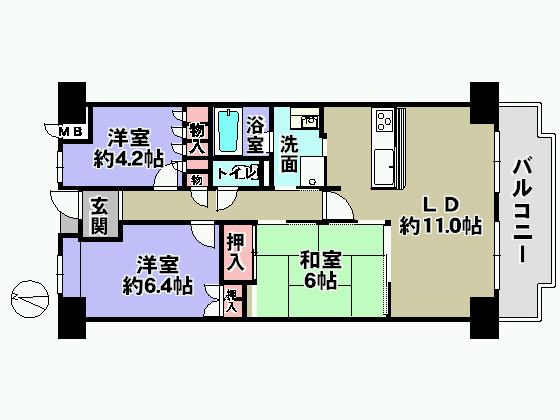 Floor plan. 3LDK, Price 7.9 million yen, Occupied area 67.21 sq m , Balcony area 8.17 sq m