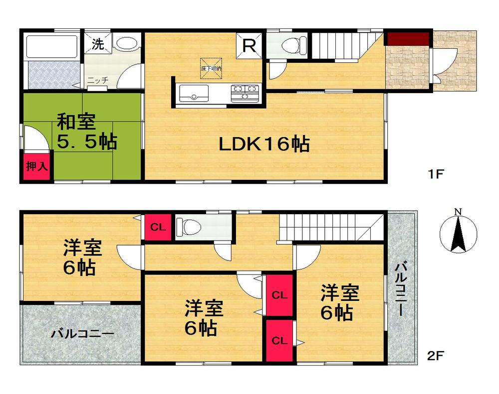 Floor plan. (No. 2 locations), Price 13.8 million yen, 4LDK, Land area 165.29 sq m , Building area 95.58 sq m