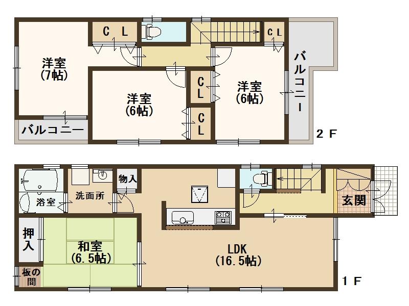 Floor plan. Price 13.8 million yen, 4LDK, Land area 165.29 sq m , Building area 93.15 sq m
