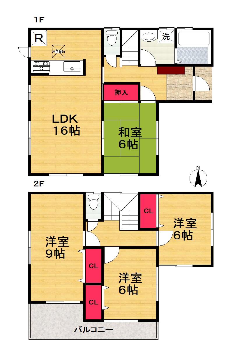 Floor plan. (1 Building), Price 24,800,000 yen, 4LDK, Land area 124.75 sq m , Building area 102.67 sq m