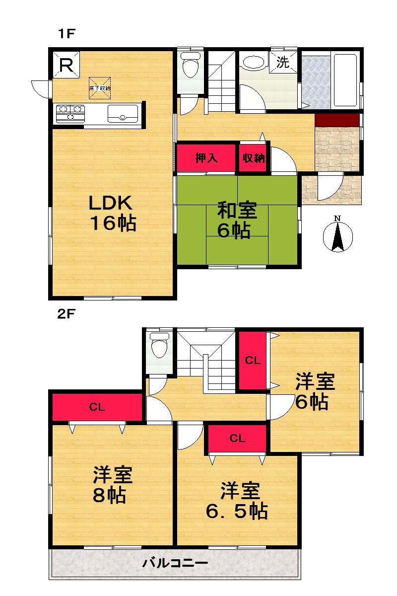 Floor plan. (4 Building), Price 24,800,000 yen, 4LDK, Land area 124.75 sq m , Building area 104.33 sq m