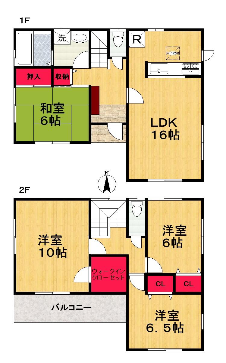 Floor plan. (6 Building), Price 24,800,000 yen, 4LDK+S, Land area 124.75 sq m , Building area 105.99 sq m