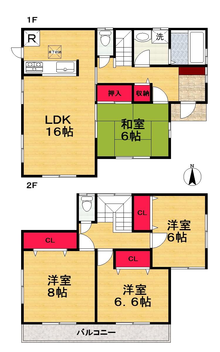Floor plan. (8 Building), Price 21,800,000 yen, 4LDK, Land area 105.91 sq m , Building area 104.33 sq m