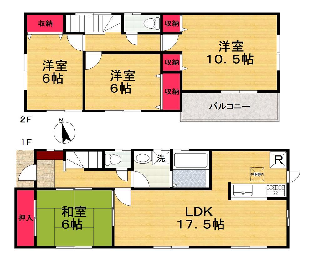 Floor plan. (Building 2), Price 24,800,000 yen, 4LDK, Land area 121.06 sq m , Building area 105.99 sq m
