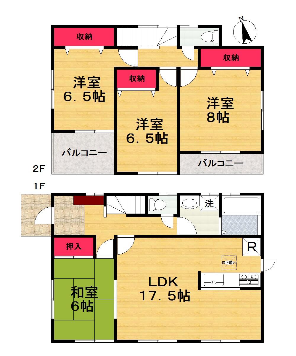 Floor plan. (4 Building), Price 24,300,000 yen, 4LDK, Land area 124.39 sq m , Building area 105.98 sq m