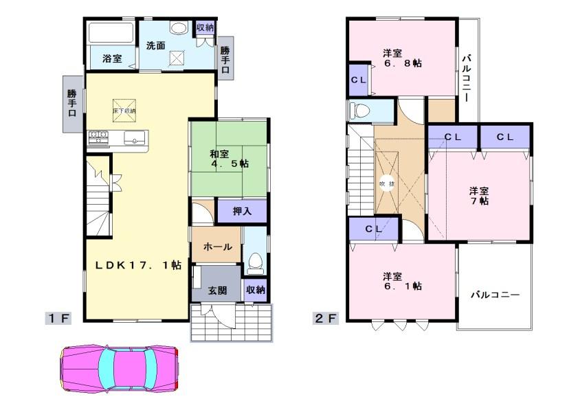 Floor plan. 28.8 million yen, 4LDK, Land area 142.02 sq m , Building area 104.64 sq m Floor plans can be changed