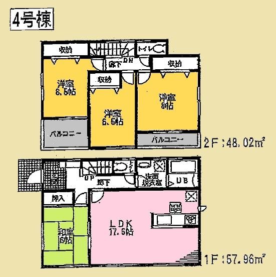 Floor plan. (Chiyo), Price 24,300,000 yen, 4LDK, Land area 124.39 sq m , Building area 105.98 sq m