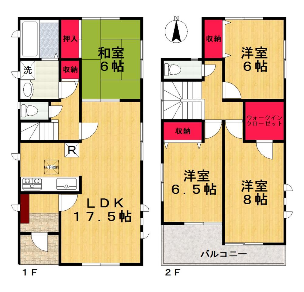 Floor plan. (1 Building), Price 22,800,000 yen, 4LDK+S, Land area 130.8 sq m , Building area 105.98 sq m