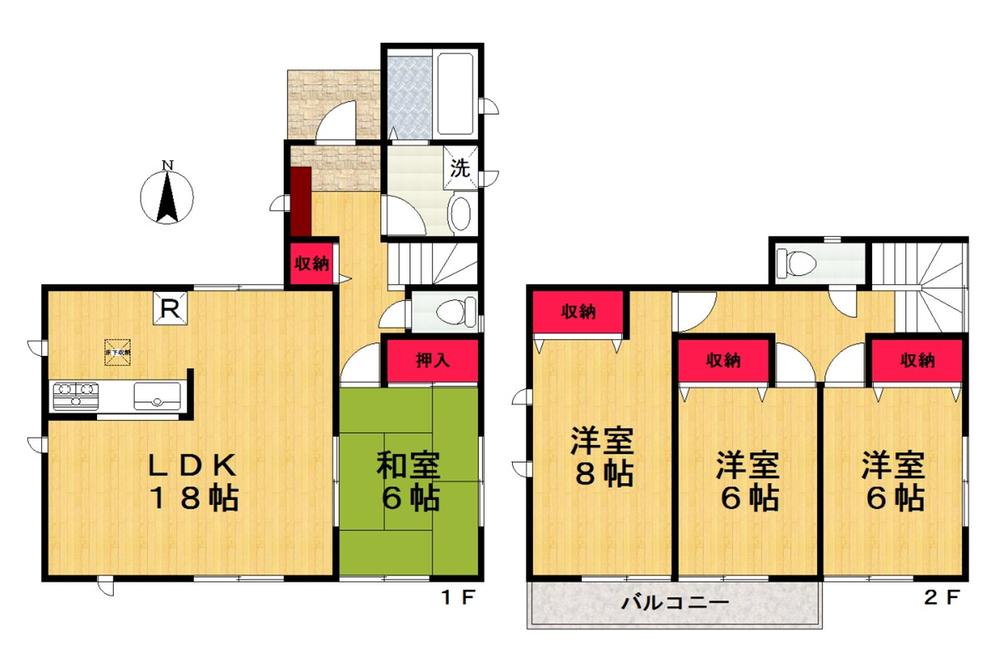 Floor plan. (3 Building), Price 27,800,000 yen, 4LDK, Land area 173.2 sq m , Building area 105.98 sq m