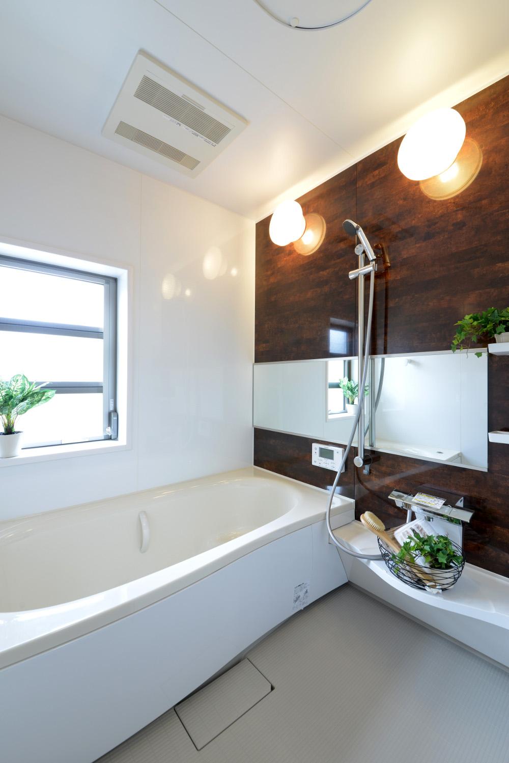 Bathroom. Bathing to heal fatigue of the day. Chic accent panel shine. 
