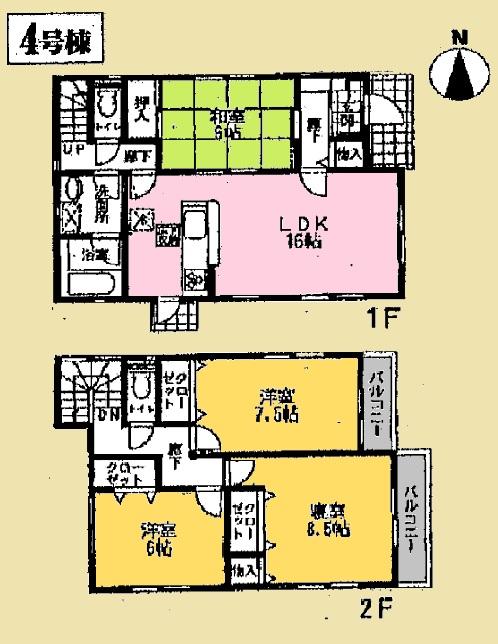 Floor plan. Price 21,800,000 yen, 4LDK, Land area 140.07 sq m , Building area 103.68 sq m