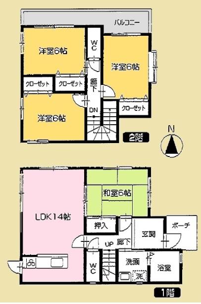 Floor plan. 19,800,000 yen, 4LDK, Land area 165.6 sq m , Building area 92.34 sq m