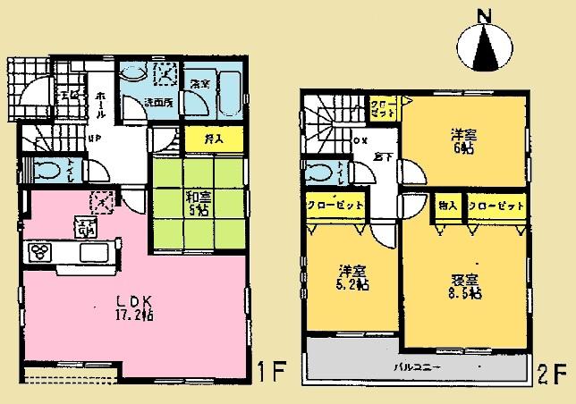 Floor plan. Price 22,300,000 yen, 4LDK, Land area 131.98 sq m , Building area 97.19 sq m