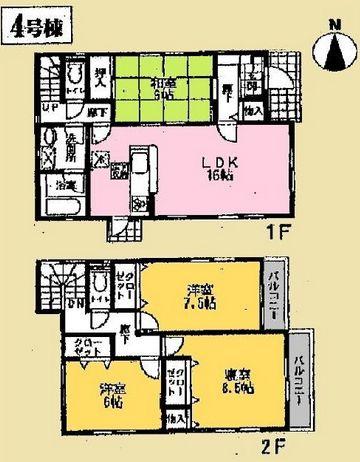 Floor plan. (No. 4 locations), Price 21,800,000 yen, 4LDK, Land area 140.07 sq m , Building area 103.68 sq m