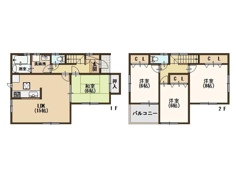 Floor plan. Price 22,800,000 yen, 4LDK, Land area 165.28 sq m , Building area 97.71 sq m
