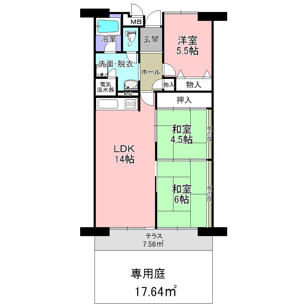 Floor plan. 3LDK, Price 7.5 million yen, Occupied area 71.45 sq m