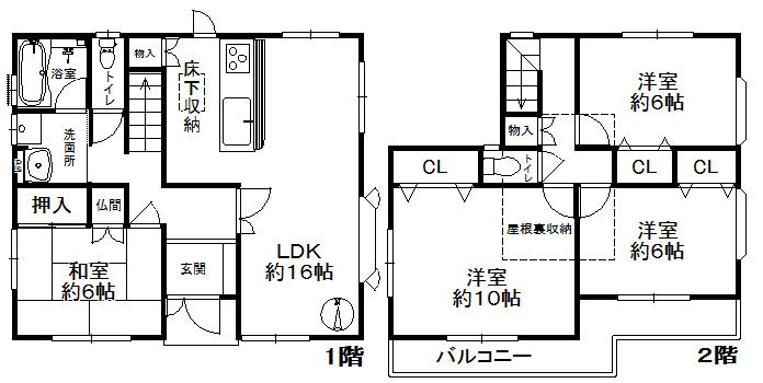 Floor plan. 26,800,000 yen, 4LDK, Land area 172.07 sq m , Building area 106.81 sq m 4LDK!
