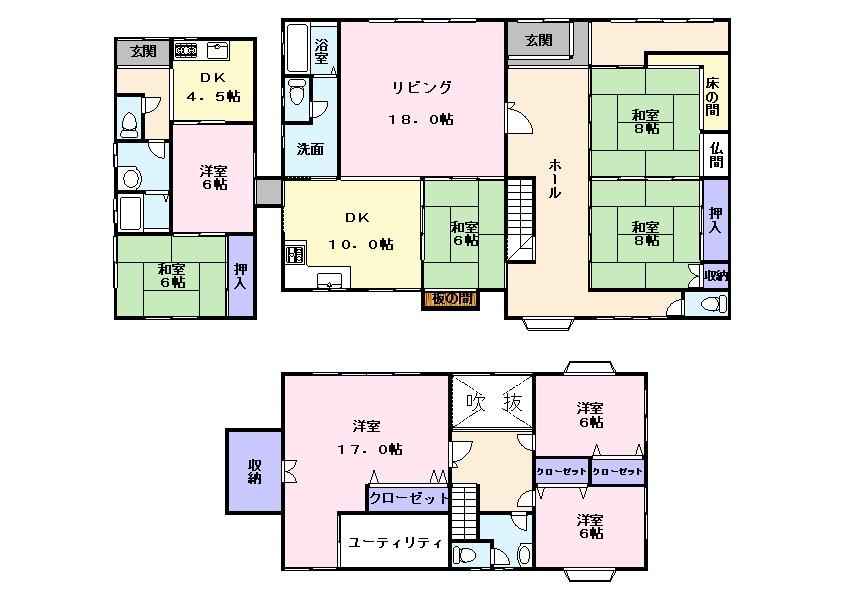 Floor plan. 22,800,000 yen, 6LDK, Land area 518 sq m , Building area 263.74 sq m