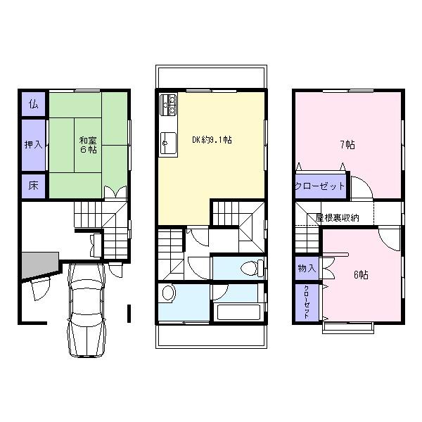 Floor plan. 7.3 million yen, 3DK, Land area 49.56 sq m , Building area 76.61 sq m easy-to-use floor plan ☆