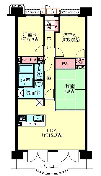 Floor plan. 3LDK, Price 13,150,000 yen, Footprint 70.8 sq m , Balcony area 10.03 sq m eastward