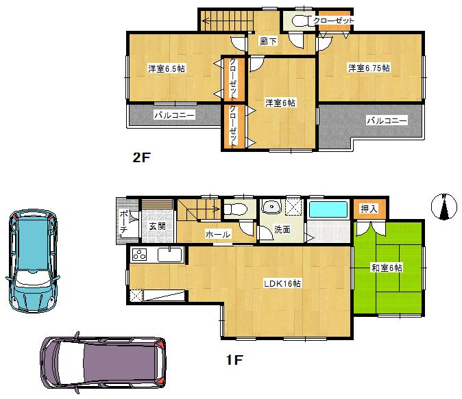 Floor plan. (No. 1 point), Price 21,800,000 yen, 4LDK, Land area 167.14 sq m , Building area 93.95 sq m