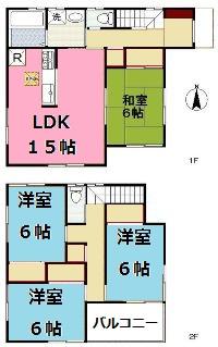 Floor plan. (Soone), Price 19,800,000 yen, 4LDK, Land area 119.86 sq m , Building area 95.58 sq m