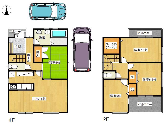 Floor plan. 14.8 million yen, 4LDK, Land area 154.51 sq m , Building area 98.82 sq m car park two OK