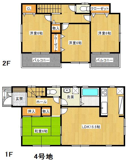 Floor plan. (No. 4 locations), Price 16.8 million yen, 4LDK, Land area 116.15 sq m , Building area 95.58 sq m